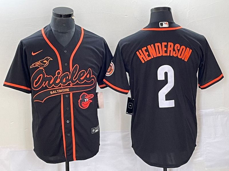 Men Baltimore Orioles #2 Henderson Black Co Branding Nike Game MLB Jersey style 2